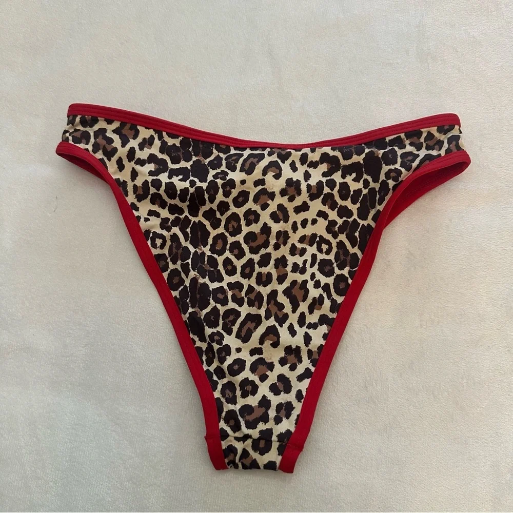 New! Frankie's Bikinis Dove Leopard Print Bikini Bottom 51876